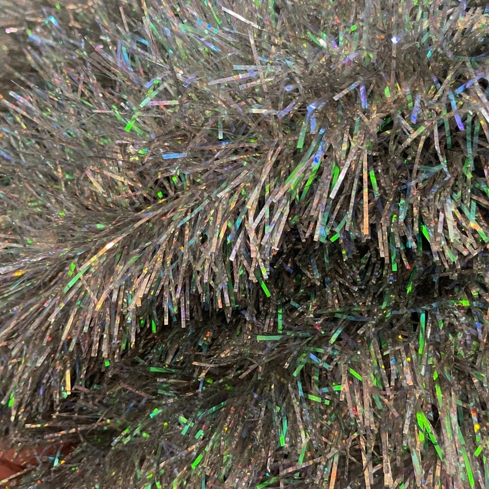 Vtg iridescent Double Glo Color Tinsel silver Garland 32' Christmas Tree‎